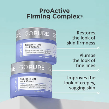 goPure Neck Tightening & Firming Cream | Anti-Aging Neck Cream for Tightening and Wrinkles for an Even Skin Tone and Neck Lift - With Pro-Active Firming Complex 1.7 oz