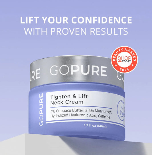 goPure Neck Tightening & Firming Cream | Anti-Aging Neck Cream for Tightening and Wrinkles for an Even Skin Tone and Neck Lift - With Pro-Active Firming Complex 1.7 oz